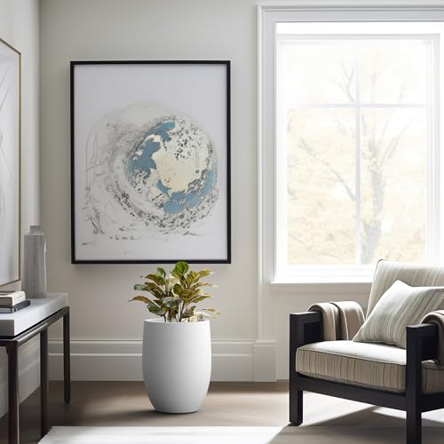 Kante Accent Round Curved White Concrete Planter 12.6" Dia, Outdoor - color: White, size: 16.5 Inch Tall