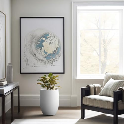 Kante Accent Round Curved White Concrete Planter 12.6" Dia, Outdoor - color: White, size: 16.5 Inch Tall