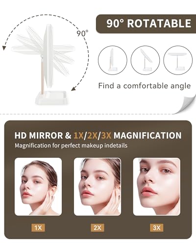 BERTHALESS Peacock Print Tabletop Rechargeable Lighted Vanity Mirror - color: Red Peacock B & Rechargeable