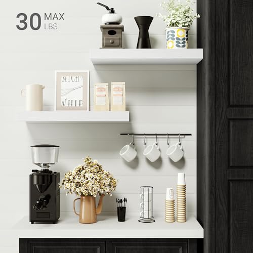 Vivelove Floating Shelves for Wall Mounted 16 inch Set of 2, White - color: White, size: 16”wx6.7”dx1.4”h