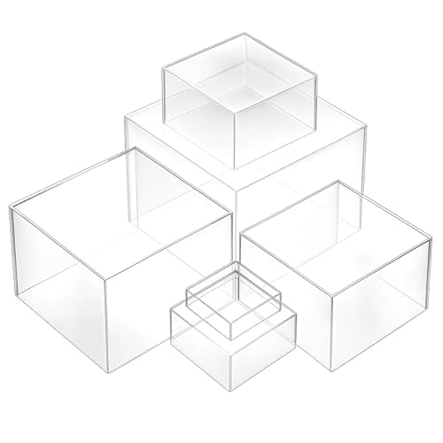 6 Pcs Clear Acrylic Risers Display Stands with Hollow Bottoms