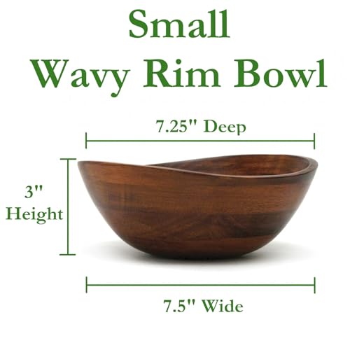 Lipper International Cherry Finished Wavy Rim Beechwood Serving Bowl for Fruits or Salads, Matte, Small, 7.5" x 7.25" x 3", Single Bowl, 30.43Fl oz (Pack of 12) - size: Small (Pack of 12)
