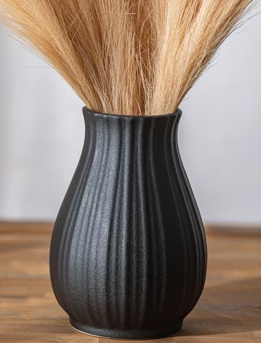 NUPTIO Ceramic Flower Vase for Bouquet, Black, 8.07" Tall - size: Style 2-L-Black