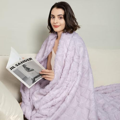 Aganear Fleece Throw Blanket for Couch Sofa 50"x60" Purple - color: Purple, size: Throw(50×60in)