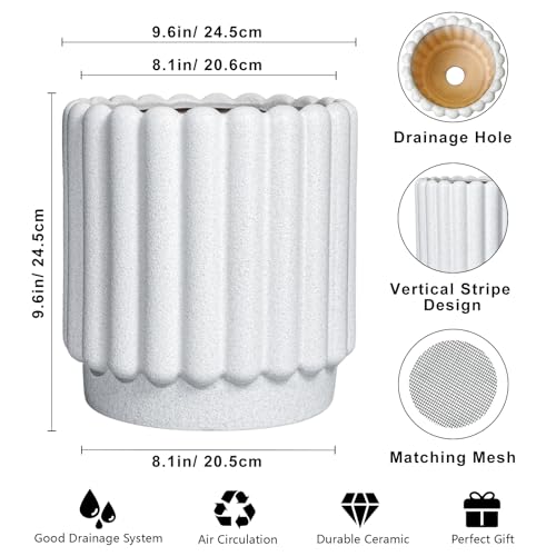 Ceramicfor Ceramic Plant Pot, 9.6 Inch, White - color: Matte White, size: 9.6 Inch