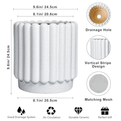 Ceramicfor Ceramic Plant Pot, 9.6 Inch, White - color: Matte White, size: 9.6 Inch