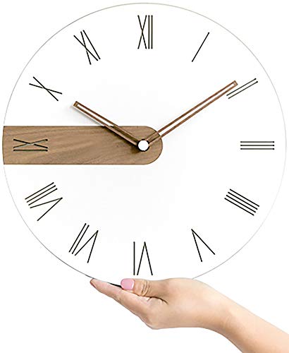 Stephanie Imports Modern Minimalist Exposed Wood Silent Wall Clock (Roman Numerals) - color: Raw Wood (Roman)