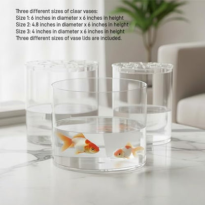 Liotww Shatterproof Acrylic Clear Flower Vase Plastic Cylinder Vases - color: L 3 Clear-d