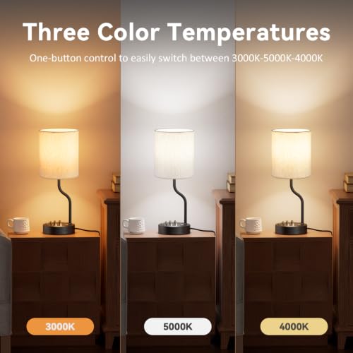 Fenmzee 18" Bedside Lamps for Bedroom Set of 2 - Table Lamp for Nightstand - color: Cream & Black