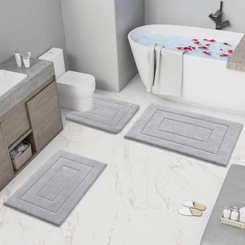 Buganda Microfiber Bathroom Rugs 36x24, Soft Shaggy Absorbent Bath Rugs - color: Grey, size: 36" X 24"