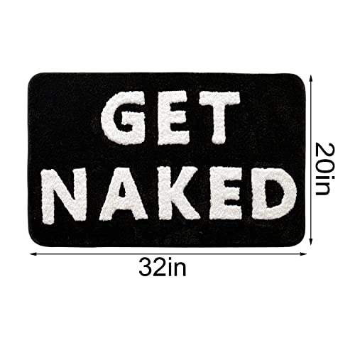 QJHOMO Get Naked Bath Mat Black and White Cute Bathroom Rug, 20" x 32" - color: Black and White, size: 1'8" x 2'8" (Rectangular)