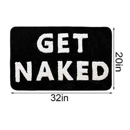 QJHOMO Get Naked Bath Mat Black and White Cute Bathroom Rug, 20" x 32" - color: Black and White, size: 1'8" x 2'8" (Rectangular)