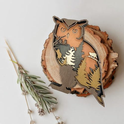 Laozai Cabin Decor Wooden Owl Wall Art - color: Owl