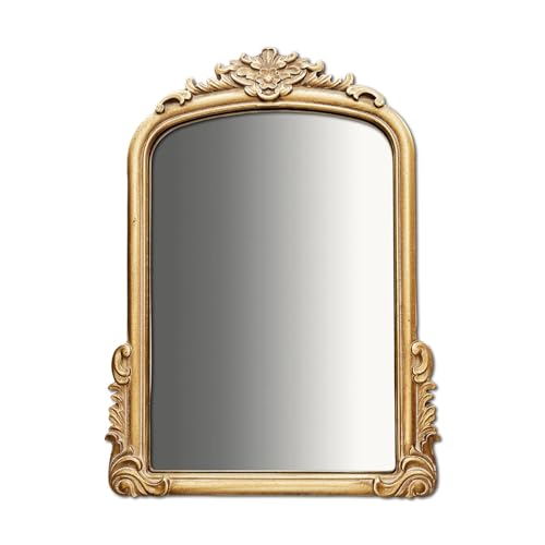 Vintage Arched Wall Mirror, Baroque Carved Frame, 22 x 15.8 Inch - color: Arch