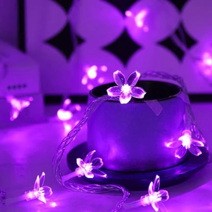 9.8ft 30 LED Purple Cherry Blossom Flower, USB/Battery Operated Fairy Light - color: Purple