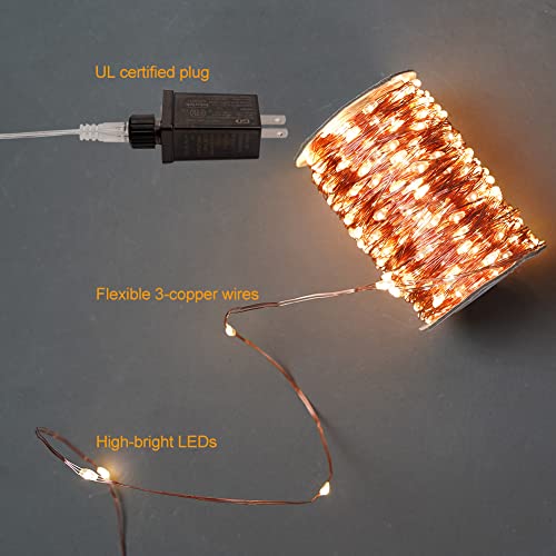 328FT 1000LED Long Fairy Lights Plug in Copper Wire for Bedroom - color: Copper wire, size: 328FT 1000 LEDs