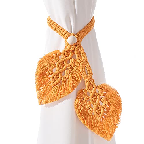 2 Pack Boho Curtain Tiebacks, Orange - color: S3