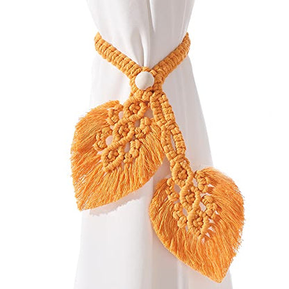2 Pack Boho Curtain Tiebacks, Orange - color: S3