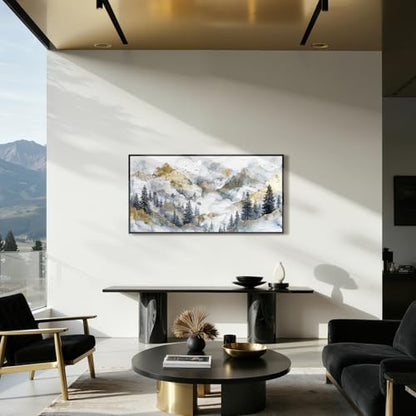 crmotu Mountain Large Wall Art, Pine Tree Landscape Canvas Prints 20"x40" - color: Gold Mountain, size: 40"L x 20"W
