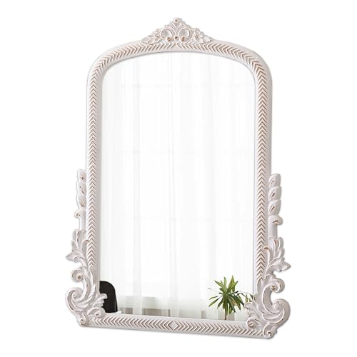 Vintage Arch Mirror 30 X 23 Inch, Distressed White