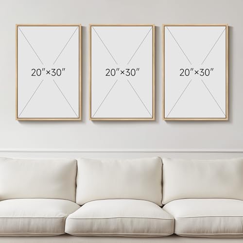 Large Framed Sage Green Abstract Landscape Wall Art, 3 Piece Set, 20x30 In - color: Warm Green, size: 20" W x 30" H x 3pcs
