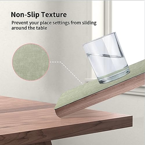 Maxpearl Faux Leather Placemats Set of 6, Easy to Clean, Light Green - color: Light Green