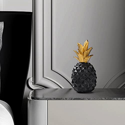 Resin Pineapple Statue, Black Modern Luxury Tabletop Decor, 7.8in (H) - color: Black