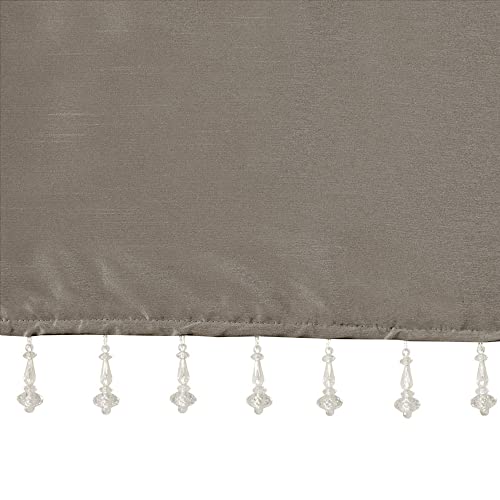 Madison Park Faux Silk Valances for Windows with Beads, 50x26 Pewter - color: Pewter, size: 50"W x 26"L (Pack of 1), style: Valance