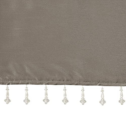 Madison Park Faux Silk Valances for Windows with Beads, 50x26 Pewter - color: Pewter, size: 50"W x 26"L (Pack of 1), style: Valance