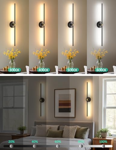 Wall Sconces Battery Operated Set of 2, 10000mAh Rechargeable Wall Lights - color: Black