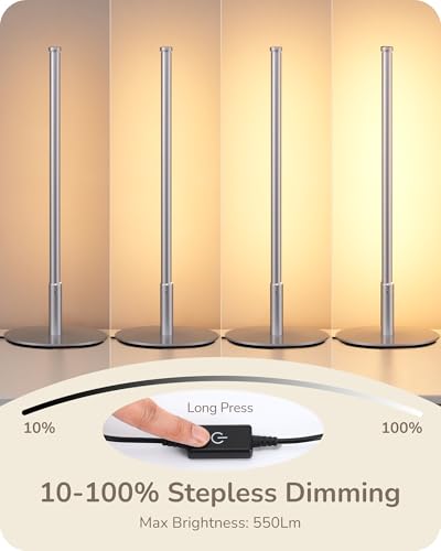 EDISHINE LED Table Lamp, Modern Desk Lamps for Living Room, Silver - color: Silver