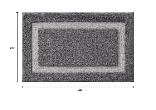 LUMI Bathroom Rug, Non Slip Absorbent Bath Mat, Dark Grey, 24"x36" - color: Dark Grey, size: 24"x36"