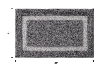 LUMI Bathroom Rug, Non Slip Absorbent Bath Mat, Dark Grey, 24"x36" - color: Dark Grey, size: 24"x36"