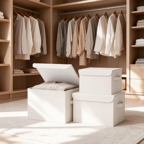 Foldable Storage Bins, Closet Boxes, 4 Pack, White, 13x9x7.9 In - color: White, size: Medium（4 Pack）