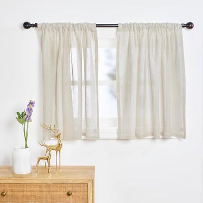 Solino Home 100% Pure Linen Soft Sheer Curtain Natural, 52 x 36 in, 1 Panel - color: Light Natural, size: 52"W x 36"L (1-Panel)