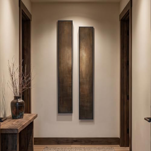 Framed Neutral Abstract Wall Art, Set of 2 Brown Vertical Canvas Prints - color: Dark Brown-C, size: 8"W x 56"H x 2Pcs