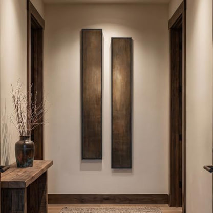 Framed Neutral Abstract Wall Art, Set of 2 Brown Vertical Canvas Prints - color: Dark Brown-C, size: 8"W x 56"H x 2Pcs