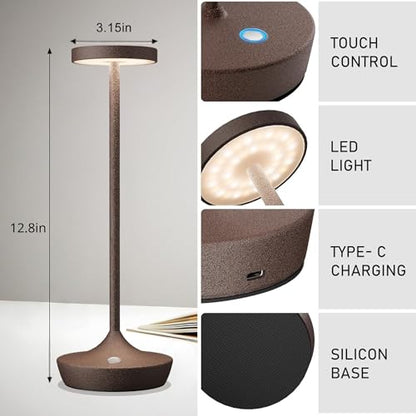 2 Pack Cordless Table Lamps, Rechargeable 6000mAh, 72H Runtime, Waterproof - color: Rust