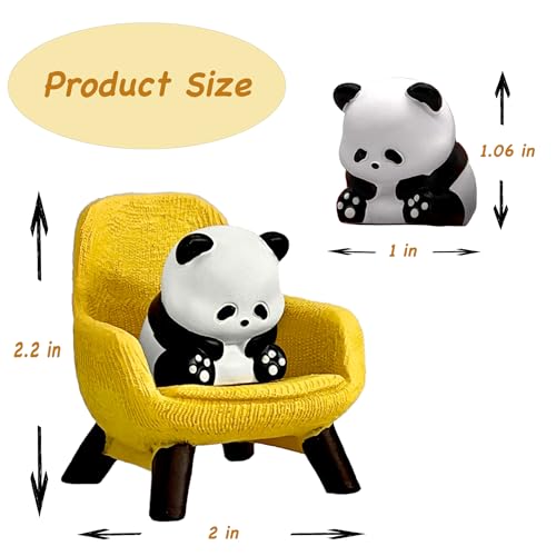 Miniature Frog Figurines, Cute Frog Desk Accessories for Desk Decor, Funny Gifts for Garden Decor, Mini Resin Animal Garden Statues (Panda) - color: Yellow Sofa