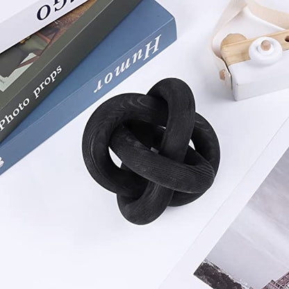 Jlong Wood Knot Decor Chain Link Modern Farmhouse Boho Coffee Table Accent - color: Black