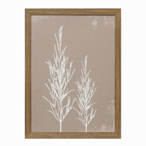 YBYBEST Framed Botanical Wall Art, Vintage Neutral Plant Print on Matte Canvas with Rustic Solid Wood Frame, 12 x 16 Inches, Bedroom and Living Room Decor - color: Vintage Color One, size: 16"L x 12"W