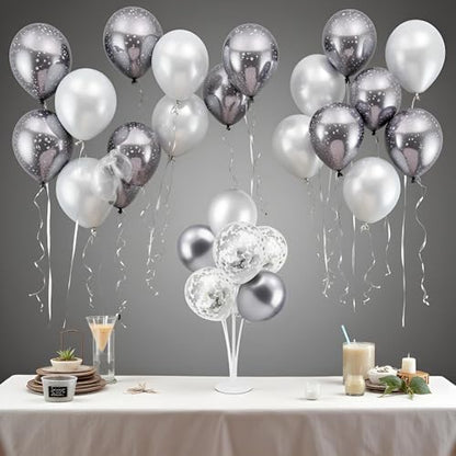 ZJDHPTY 4Set Silver Balloon Stand Table Centerpieces Party Decor - color: Silver Gray 4
