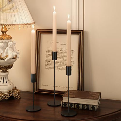 zeochyni Black Taper Candle Holder Metal Candlestick Holders Set of 3 - color: Black, size: Set of 3