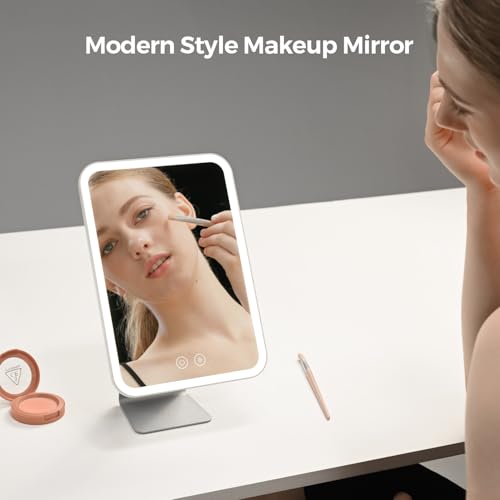 NEZZOE Lighted Makeup Mirror, 2000mAh Battery, 12" x 7" - color: 12"x7" White