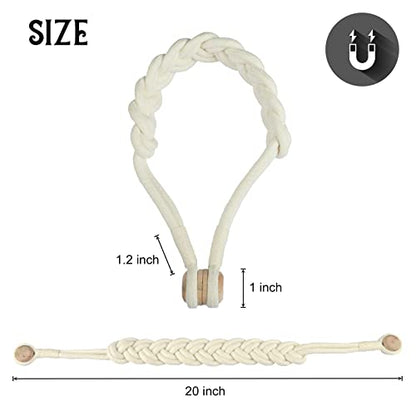 BEL AVENIR Curtain Tiebacks Magnetic 1 Pack Woven Drapery Holdback - color: Ivory Braid-1 Pack