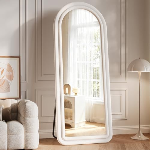 Arched Full Length Mirror 63"x24", Flannel Floor Mirror - color: Arch-white, size: 63"L x 24"W