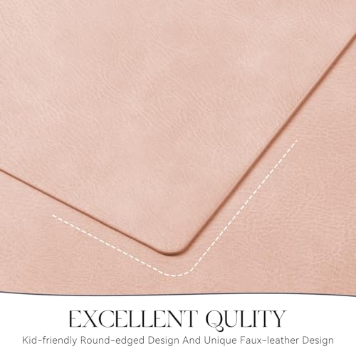 MOSAYT Vinyl Faux Leather Placemats, Set of 6, Pink - color: Pink