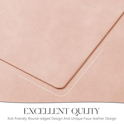 MOSAYT Vinyl Faux Leather Placemats, Set of 6, Pink - color: Pink