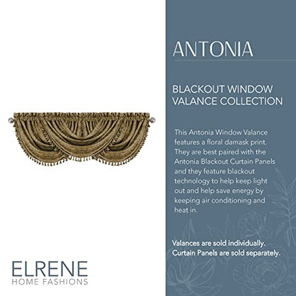 Antonia Waterfall Tassel Window Valance, Antique Gold - 52" W x 36" L - color: Antique Gold