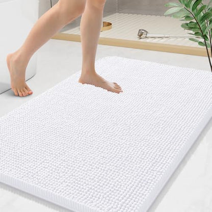 Arotive Bathroom Rugs 44x24, Soft Absorbent Shaggy Chenille Bath Rugs - color: White, size: 44" X 24"